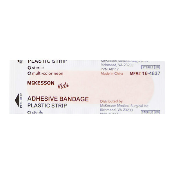 McKesson Kids™ Adhesive Strip 3/4 X 3 Inch Plastic Rectangle Neon Sterile (1055592_CS) 2400/CS