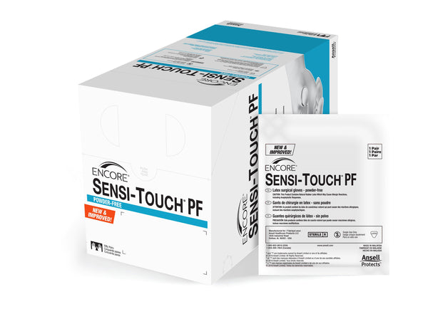 ENCORE® Sensi-Touch® PF Surgical Glove Size 7.5 Sterile Latex Standard Cuff Length Micro-Textured Natural Chemo Tested (1012605_BX) 50/BX