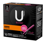 U by Kotex® Click® Tampon Super Plus Absorbency Plastic Applicator Individually Wrapped (1184200_PK) 16/PK