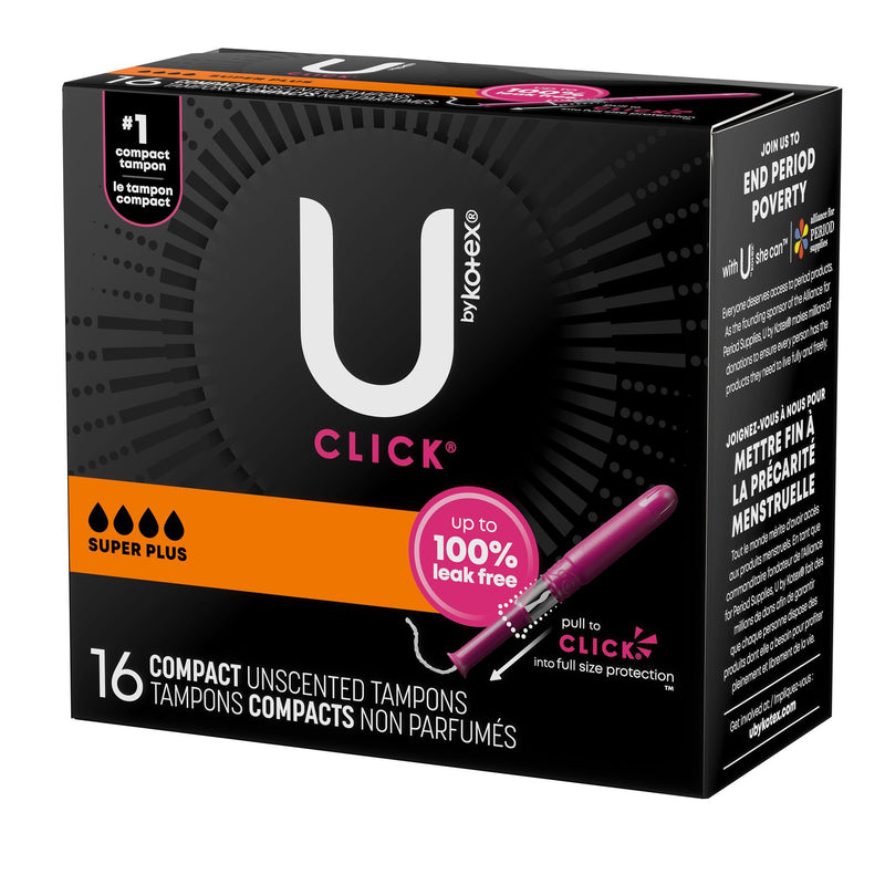 U by Kotex® Click® Tampon Super Plus Absorbency Plastic Applicator Individually Wrapped (1184200_PK) 16/PK