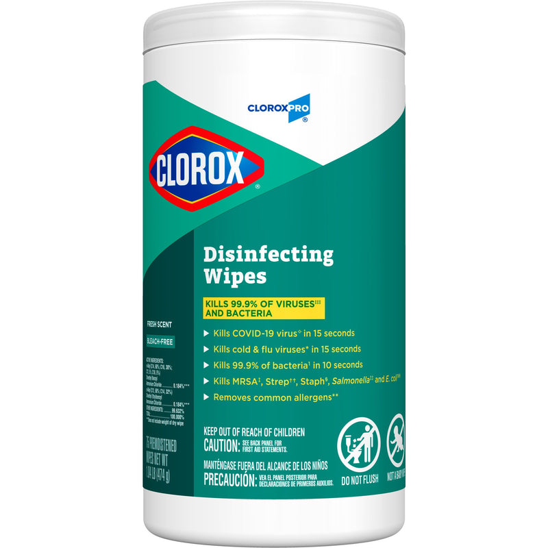 CloroxPro™ Clorox® Surface Disinfectant Premoistened Manual Pull Wipe 75 Count Canister Fresh Scent NonSterile (908190_BX) 75/BX