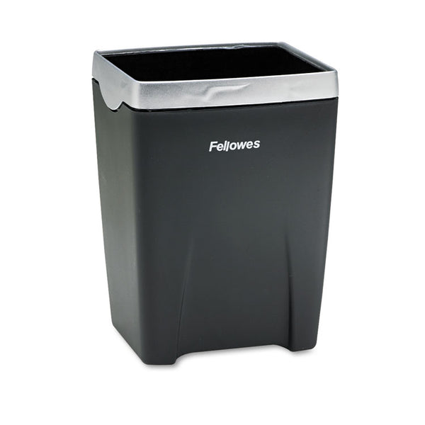 Fellowes® Office Suites Divided Pencil Cup, Plastic, 3.13 x 3.13 x 4.25, Black/Silver (FEL8032301)