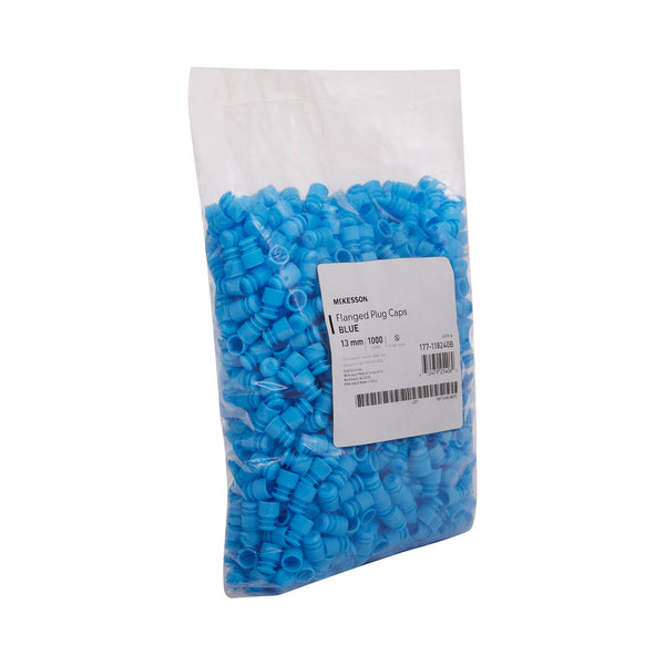 McKesson Tube Closure Polyethylene Flanged Plug Cap Blue 13 mm For Use with 13 mm Blood Drawing Tubes, Glass Test Tubes, Plastic Culture Tubes NonSterile (1175277_BG) 1000/BG