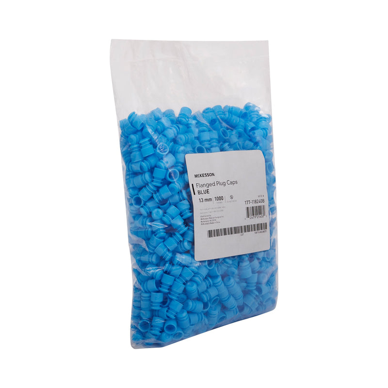 McKesson Tube Closure Polyethylene Flanged Plug Cap Blue 13 mm For Use with 13 mm Blood Drawing Tubes, Glass Test Tubes, Plastic Culture Tubes NonSterile (1175277_BG) 1000/BG