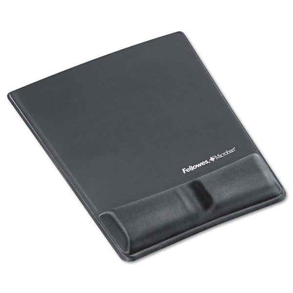 Fellowes® Memory Foam Wrist Support with Attached Mouse Pad, 8.25 x 9.87, Graphite (FEL9184001)