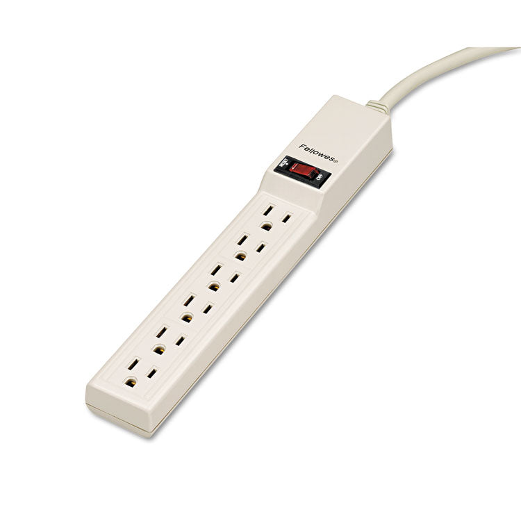 Fellowes® Power Strip, 6 Outlets, 4 ft Cord, Platinum (FEL99000)