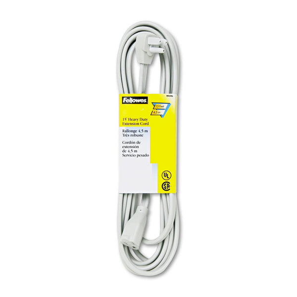 Fellowes® Indoor Heavy-Duty Extension Cord, 15 ft, 15 A, Gray (FEL99596)