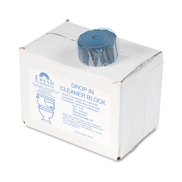 Fresh Products Drop-In Tank Non-Para Cleaner Block, Unscented, Blue, 24/Box, 3 Boxes/Carton (FRS24DIFCT) Case of 72