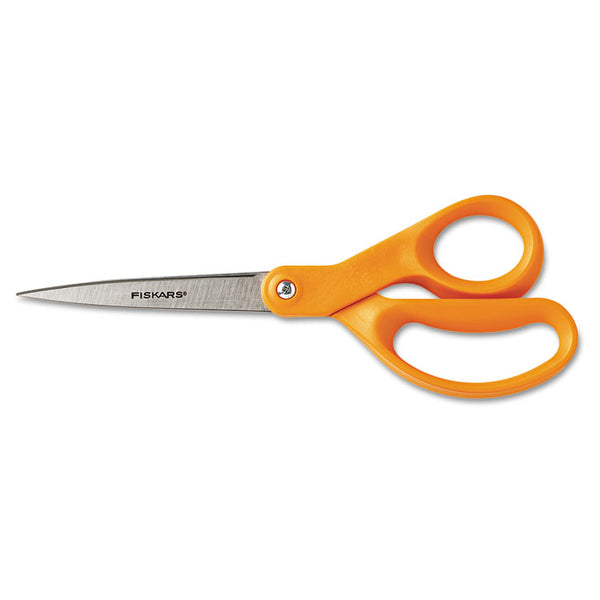 Fiskars® Home and Office Scissors, 8" Long, 3.5" Cut Length, Orange Straight Handle (FSK34527797J)