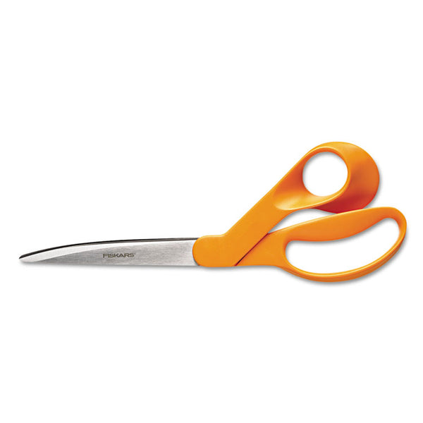 Fiskars® Home and Office Scissors, 9" Long, 4.5" Cut Length, Orange Offset Handle (FSK1944101008)