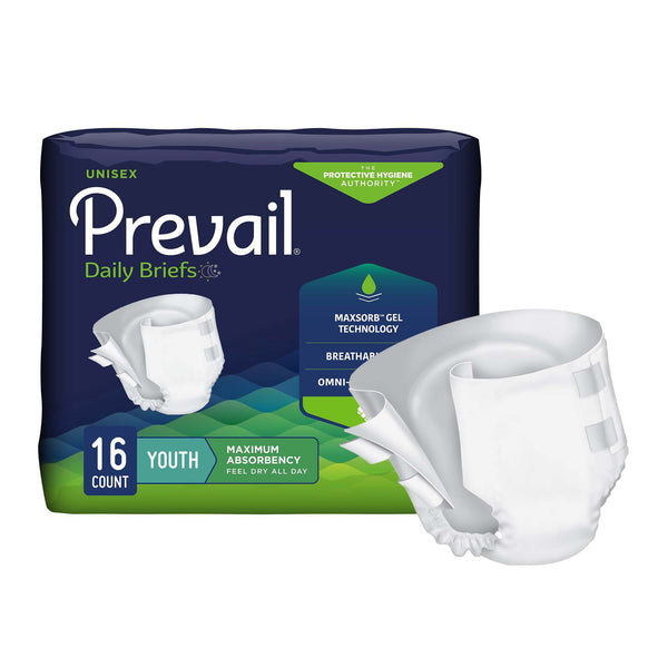 Prevail® Daily Briefs Unisex Youth Incontinence Brief X-Small Disposable Heavy Absorbency (677289_BG) 1/BG