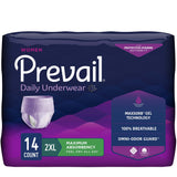 Prevail® Daily Underwear Female Adult Absorbent Underwear Pull On with Tear Away Seams 2X-Large Disposable Heavy Absorbency (1126187_BG) 14/BG
