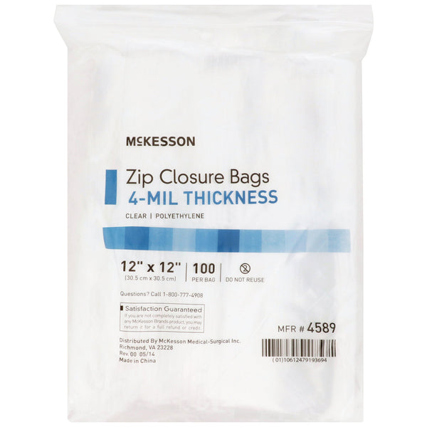 McKesson Reclosable Bag 12 X 12 Inch Polyethylene Clear Zipper Closure (957786_BX) 1/BX