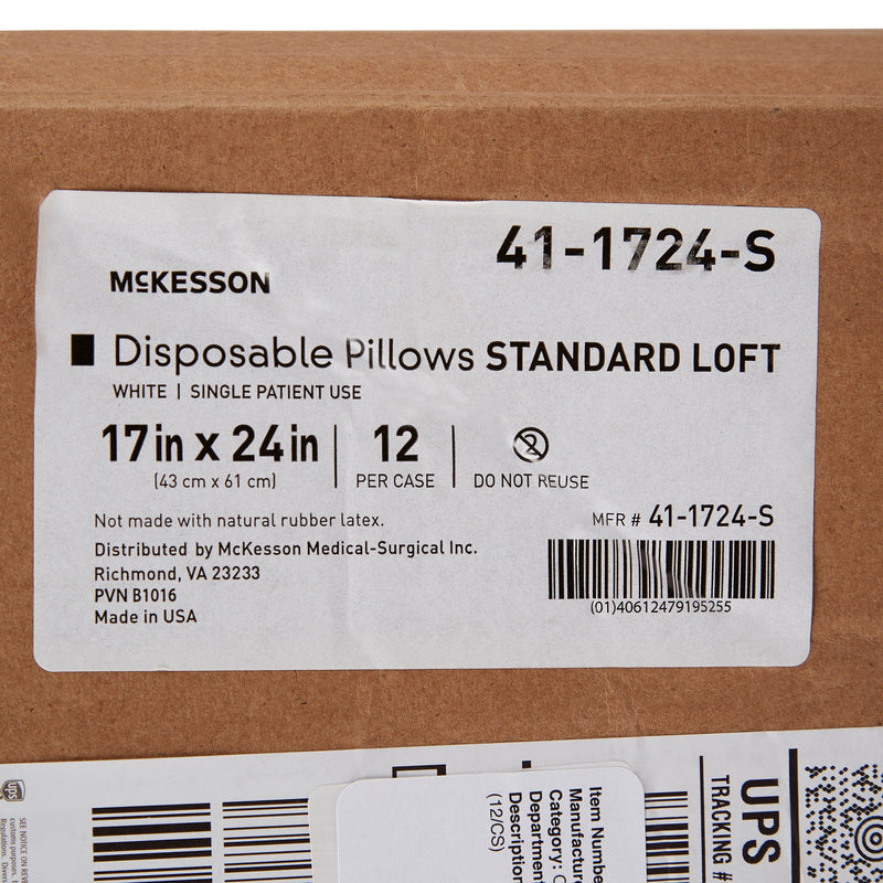 McKesson Bed Pillow 17 X 24 Inch White Single Patient Use (939596_EA) 1/EA