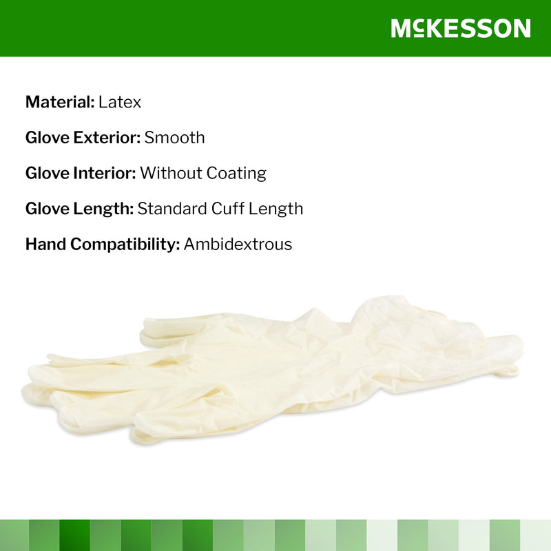 McKesson Confiderm® Exam Glove Small NonSterile Latex Standard Cuff Length Smooth Ivory Not Rated (354435_BX) 100/BX