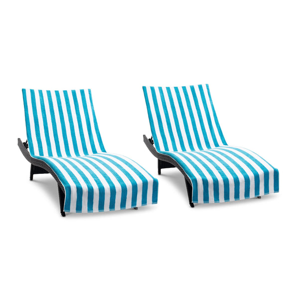 Arkwright Home California Cabana Chaise Cover 30x85 Blue (2/Pack) (P-CC-CABANA-BL) 2/PK