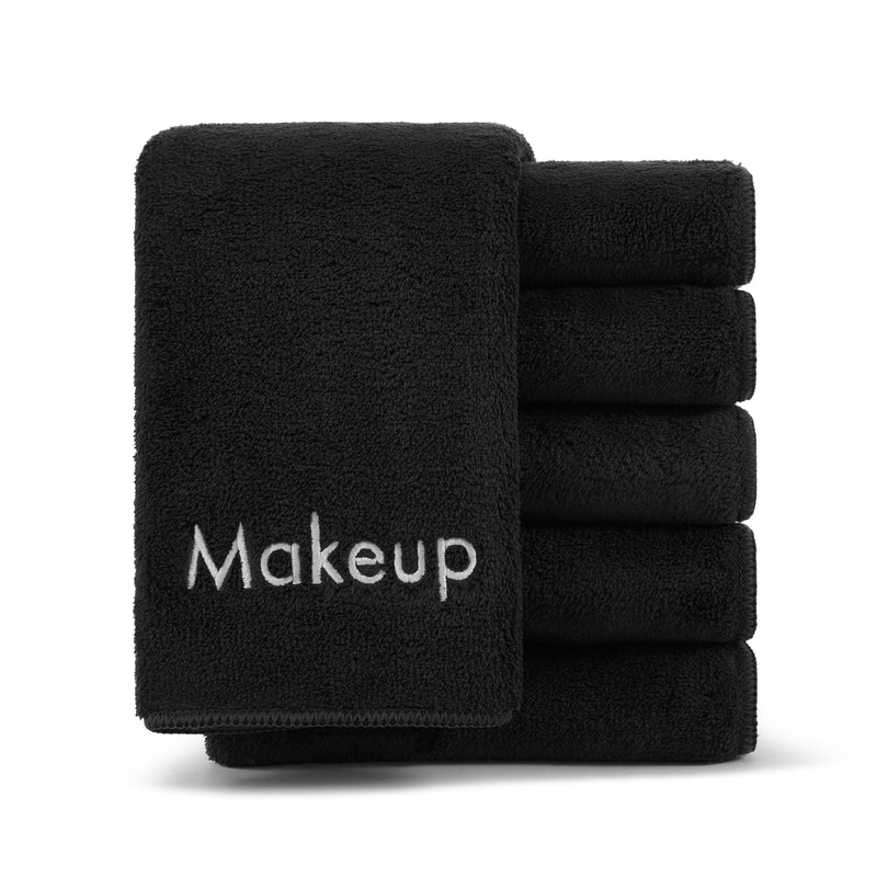 Arkwright Home Bck2U Coral Fleece Makeup Towel 13x13 Black (6/Pack) (PNP-MU-BLACK) 6/PK