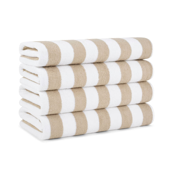 Arkwright Home California Cabana Beach Towel 30x70 Beige (4/Pack) (PNP-CABANA-BG) 4/PK