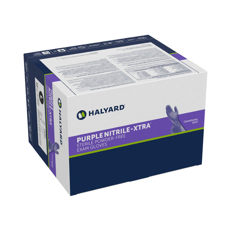 Purple Nitrile-Xtra™ Exam Glove Large Sterile Pair Nitrile Extended Cuff Length Textured Fingertips Purple Chemo Tested (1042399_CS) 200/CS