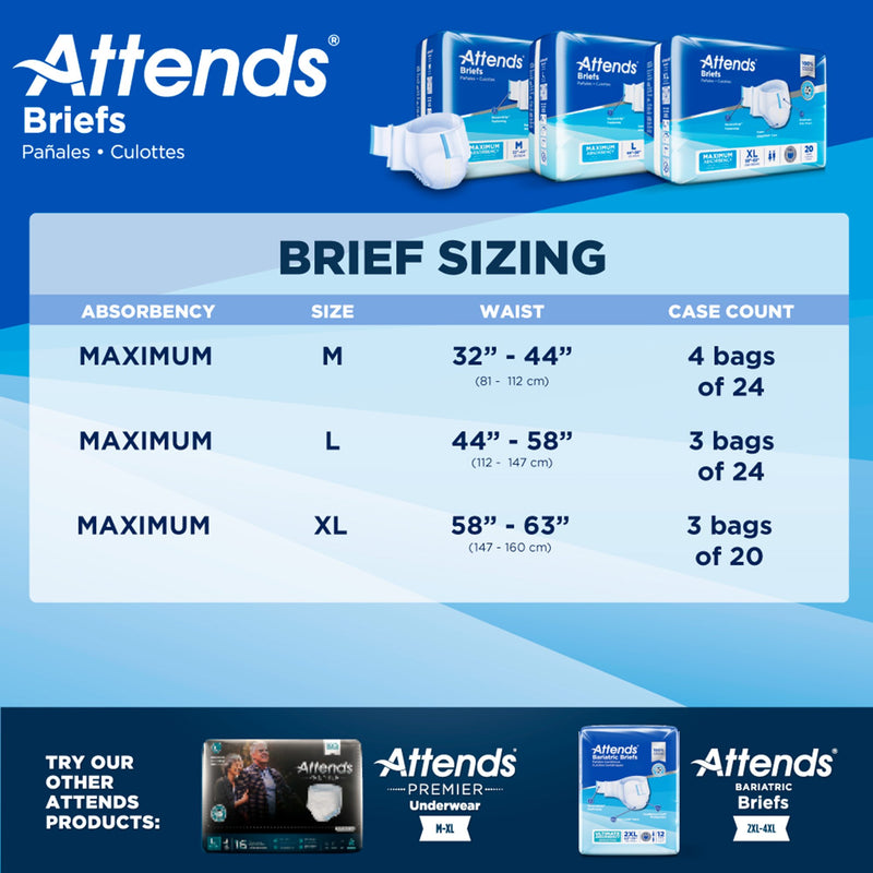 Attends® Unisex Incontinence Brief Large Disposable Heavy Absorbency (955305_CS) 72/CS