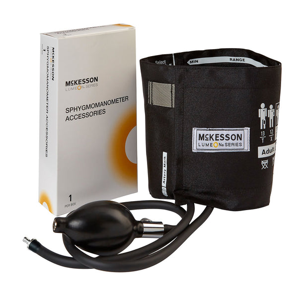 McKesson LUMEON™ Reusable Blood Pressure Cuff and Bulb 23 to 40 cm Arm Nylon Cuff Adult Cuff (803206_CS) 15/CS
