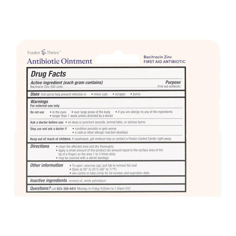 Foster & Thrive™ First Aid Antibiotic Bacitracin Ointment 1 oz. Tube (1244985_EA) 1/EA