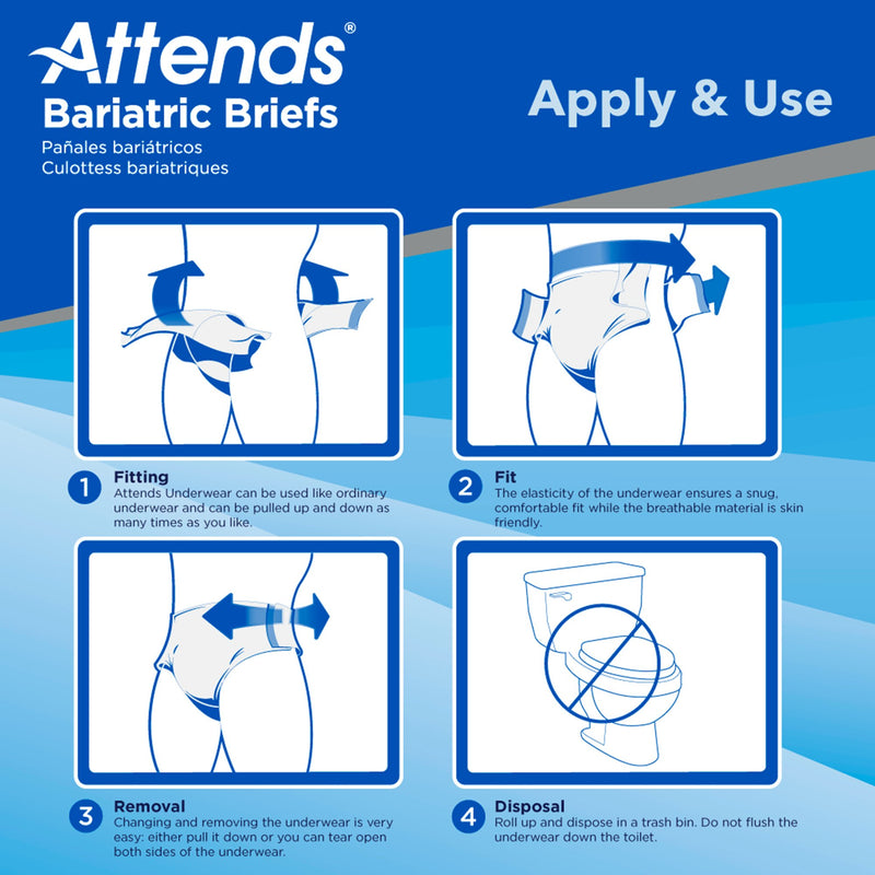 Attends® Bariatric Unisex Adult Incontinence Brief 4X-Large Disposable Heavy Absorbency (955308_BG) 8/BG