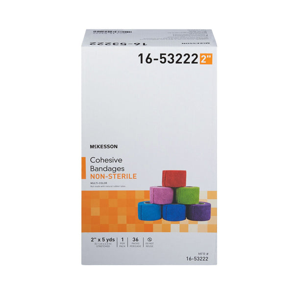 McKesson Cohesive Bandage 2 Inch X 5 Yard Self-adherent Closure Purple / Pink / Green / Light Blue / Royal Blue / Red NonSterile Standard Compression (1032955_EA) 1/EA