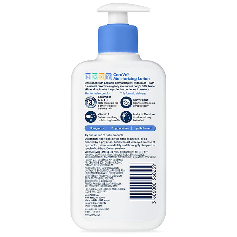 CeraVe® Baby Lotion 8 oz. Pump Bottle Unscented Lotion (1230006_EA) 1/EA
