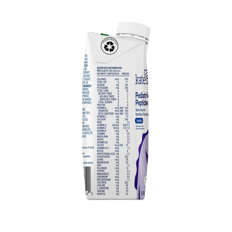 Kate Farms Pediatric Peptide 1.0 Pediatric Oral Supplement Vanilla Flavor 8.45 oz. Carton Liquid Organic Hydrolyzed Pea Protein (1170425_EA) 1/EA