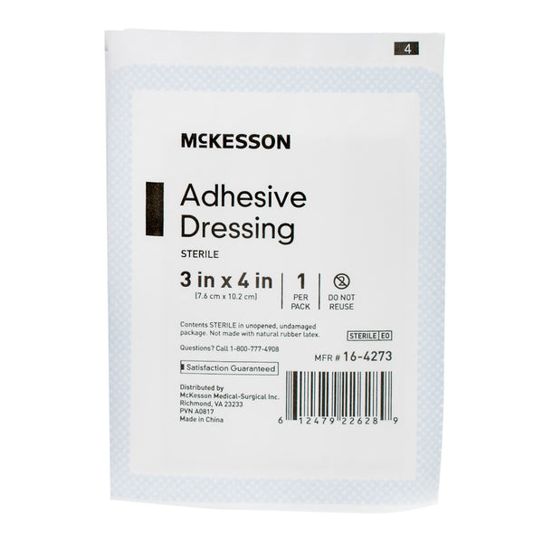 McKesson Non-Adherent Dressing with Adhesive 3 X 4 Inch Sterile 1 per Pack (1086175_CS) 1200/CS