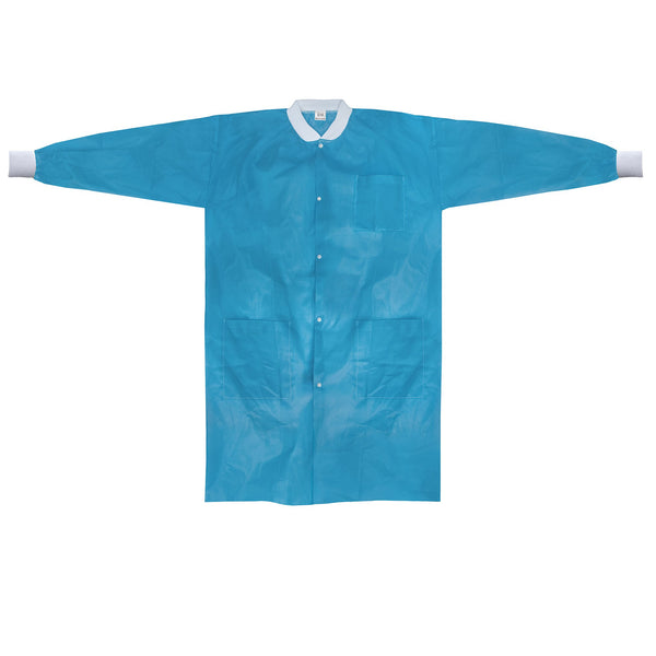 McKesson Lab Coat Blue Small / Medium Knee Length Spunbond Polypropylene Disposable (1207907_CS) 30/CS