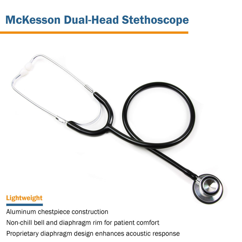 McKesson General Exam Stethoscope Black 1-Tube 22 Inch Tube Double Sided Chestpiece (1007587_BX) 10/BX