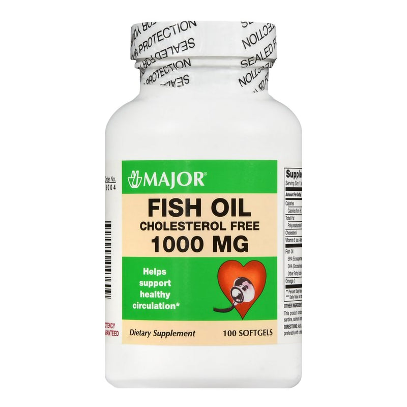 Major Pharmaceuticals Omega 3 Supplement Fish Oil 300 mg - 1,000 mg Strength Softgel 100 per Bottle (1215073_BT) 1/BT
