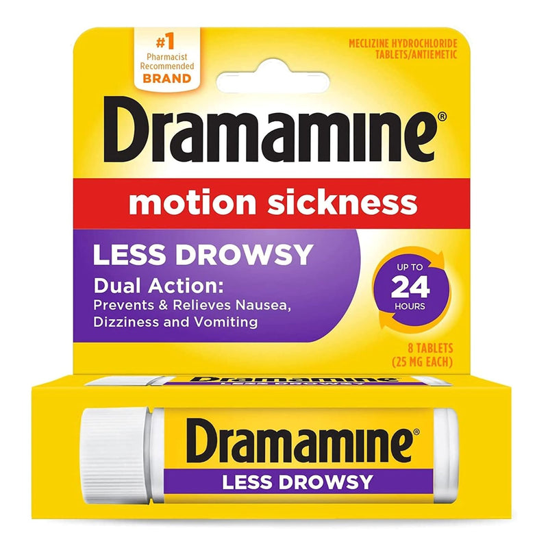 Dramamine® Motion Sickness All Day Less Drowsy Nausea Relief 25 mg Strength Tablet 8 Per Box (1231452_BX) 8/BX