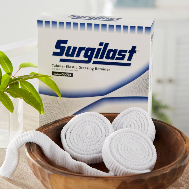 Surgilast® Elastic Net Retainer Dressing Tubular Elastic 25 Yard Size 4 White Large Hand / Arm / Leg / Foot NonSterile (450915_RL) 1/RL