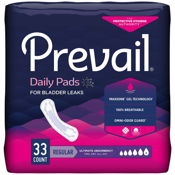 Prevail® Daily Pads Bladder Control Pad 16 Inch Length Heavy Absorbency Polymer Core One Size Fits Most (810357_PK) 33/PK