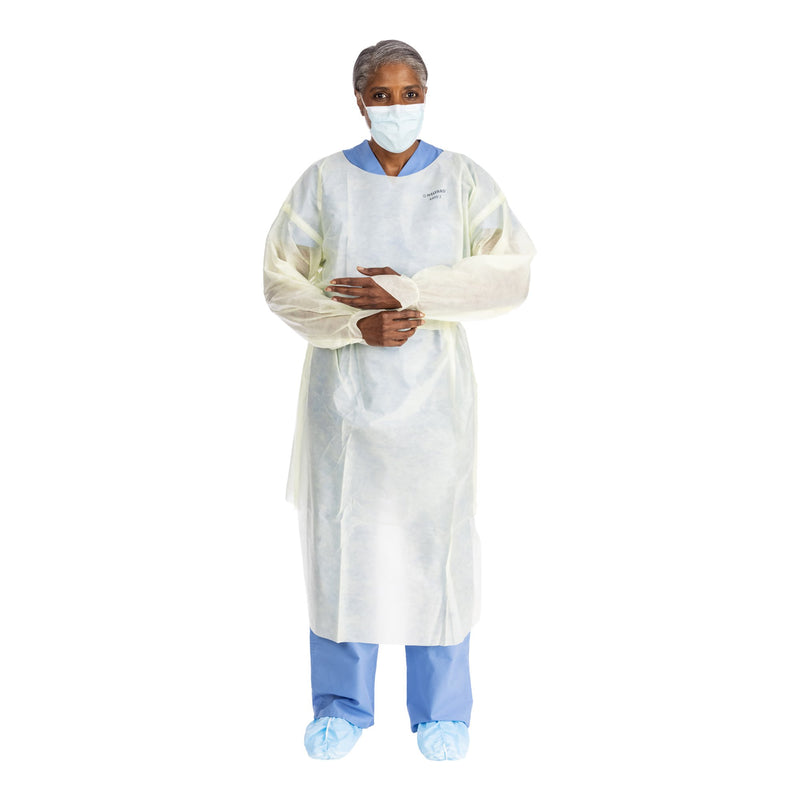 Halyard Basics Protective Procedure Gown Large Yellow NonSterile AAMI Level 2 Disposable (1204460_BG) 10/BG