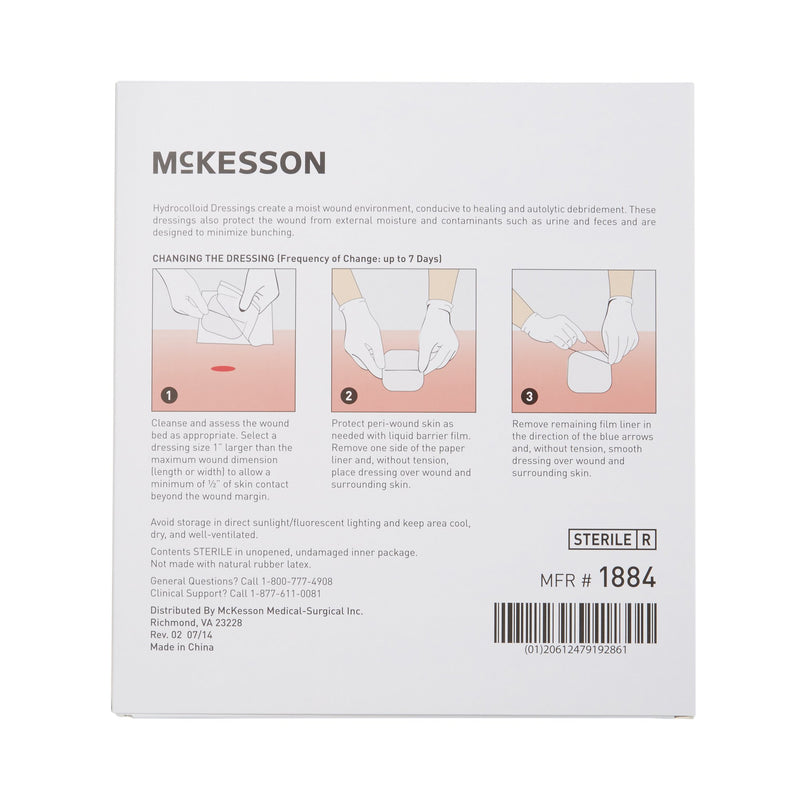 McKesson Thin Hydrocolloid Dressing Film Backing 6 X 6 Inch Square Hydrocolloid / Film (882983_EA) 1/EA