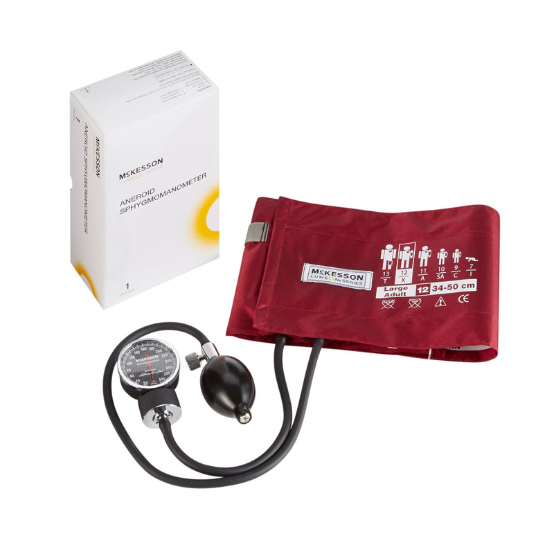 McKesson LUMEON™ Aneroid Sphygmomanometer Unit Large Adult Cuff Nylon Cuff 34 - 50 cm Pocket Aneroid (803187_CS) 20/CS