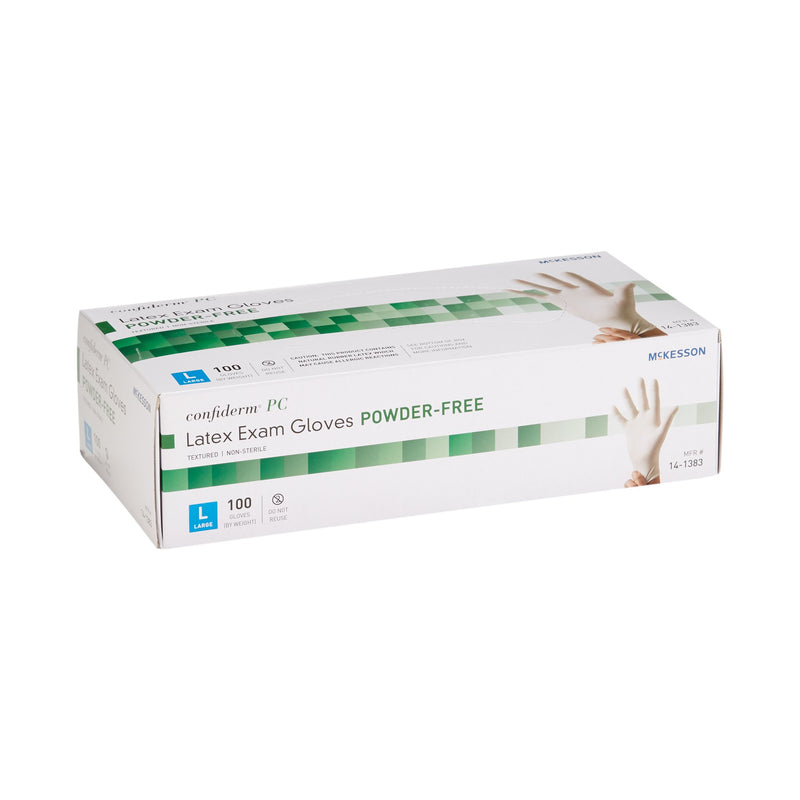 McKesson Confiderm® Exam Glove Large NonSterile Latex Standard Cuff Length Fully Textured Ivory Not Rated (921599_CS) 1000/CS