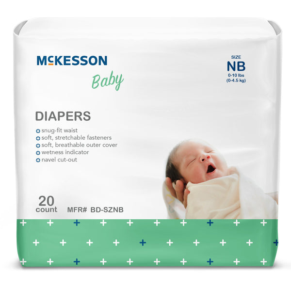 McKesson Unisex Baby Diaper Newborn Disposable Heavy Absorbency (1167076_BG) 20/BG