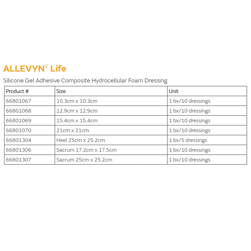Allevyn Life Foam Dressing 8-1/4 X 8-1/4 Inch With Border Film Backing Silicone Gel Adhesive Quadrilobe Sterile (834488_EA) 1/EA