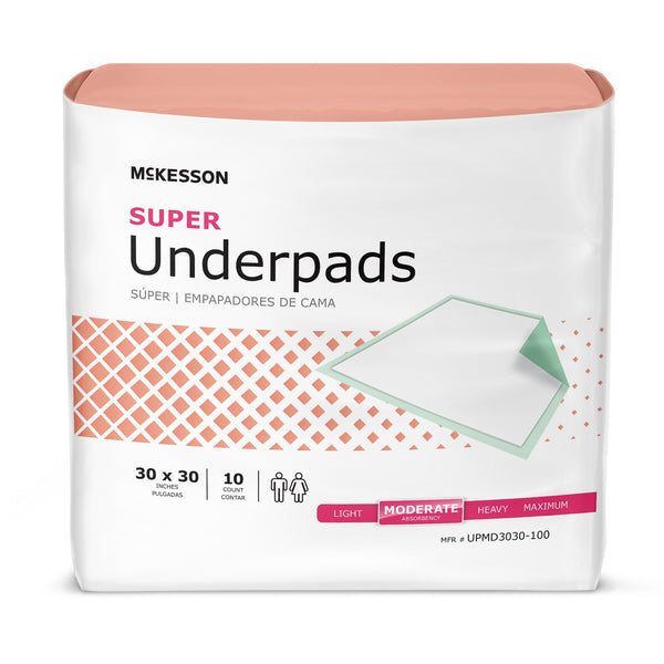 McKesson Super Disposable Underpad 30 X 30 Inch Fluff / Polymer Moderate Absorbency (1065010_CS) 100/CS