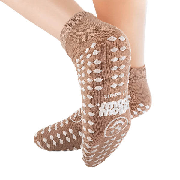 Pillow Paws® 360° Imprint Slipper Socks Unisex Adult X-Large All Around Tread Single Patient Use Tan (483417_CS) 48/CS