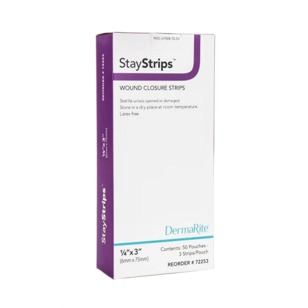 StayStrips® Skin Closure Strip 1/4 X 3 Inch Nonwoven Material Flexible Strip White (946747_BX) 50/BX