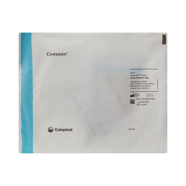 Conveen® Security+ Urinary Leg Bag Anti-Reflux Valve NonSterile 800 mL Polyethylene / Flocked (185574_EA) 1/EA
