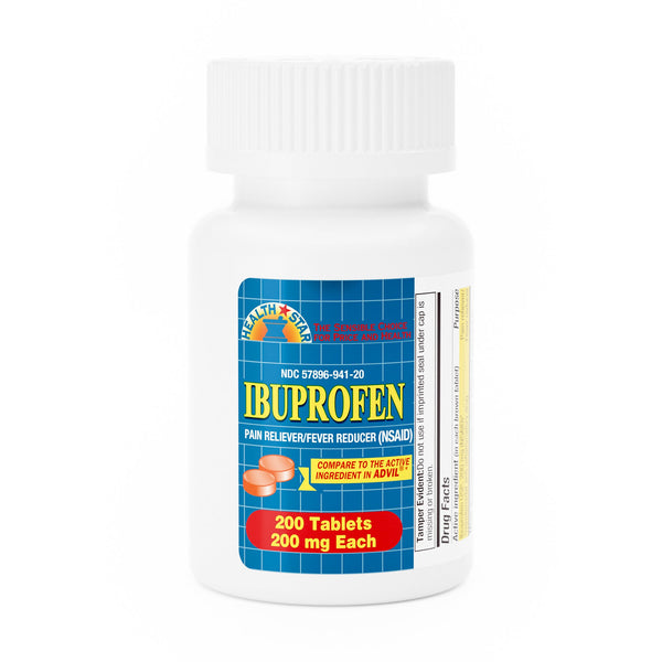 HEALTHSTAR® Pain Relief 200 mg Strength Ibuprofen Tablet 200 per Bottle (1150850_CS) 12/CS