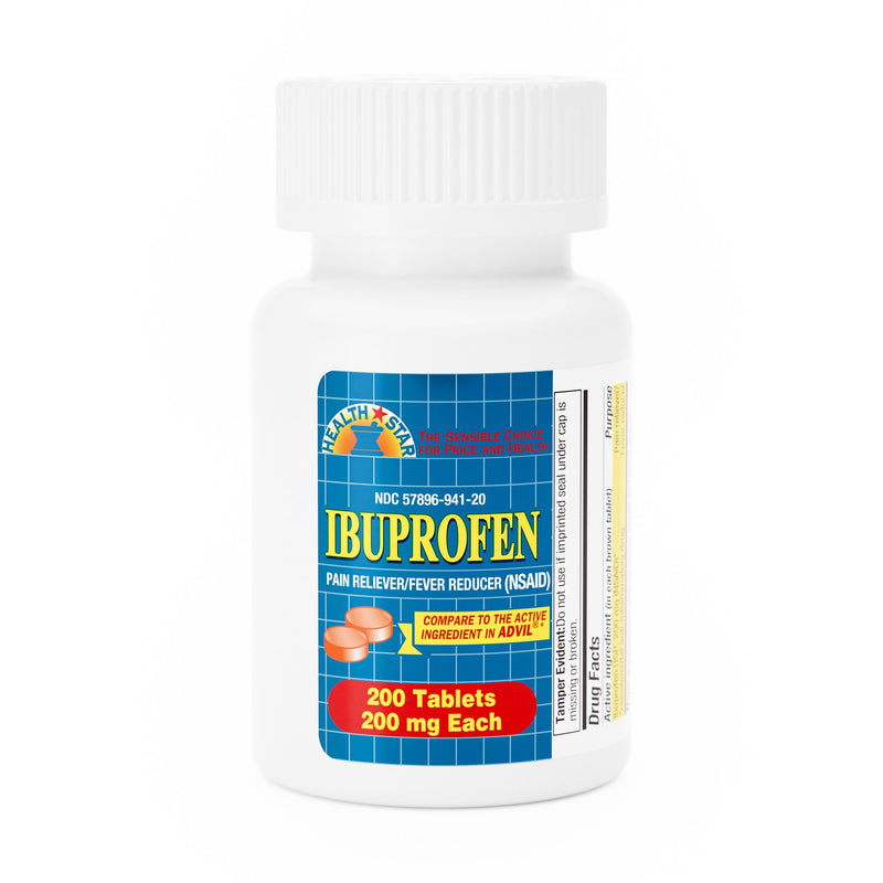 HEALTHSTAR® Pain Relief 200 mg Strength Ibuprofen Tablet 200 per Bottle (1150850_CS) 12/CS