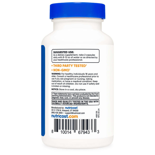 nutricost® Multivitamin For Men Dietary Supplement Vitamin A / C / D / E / K 1,800 mcg - 125 mg - 75 mcg - 20 mg - 80 mcg Strength Capsule 120 Per Bottle (1270268_CS) 12/CS